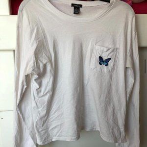 Rue 21 long sleeve blue butterfly shirt